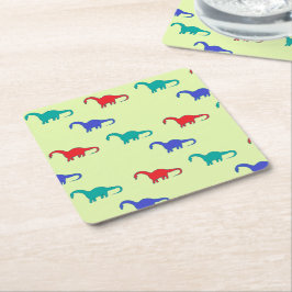 Färgfyllda dinosaurier mönster på grönt underlägg papper kvadrat