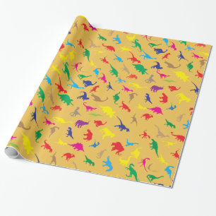 Färgfyllda dinosaurier presentpapper