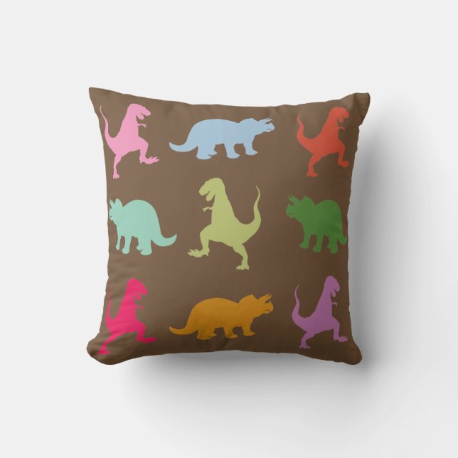 Färgfyllda Dinosaurs Throw Cushion Kudde (Framsida)