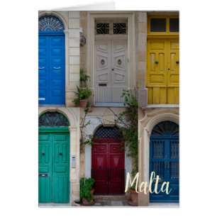 Färgfyllda dörrar på Malta Hälsningskort