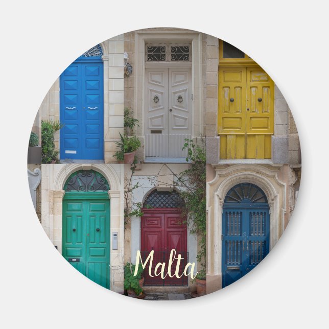 Färgfyllda dörrar på Malta Magnet (Framsidan)