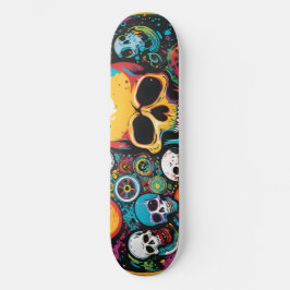 Färgfyllda Döskallar Skatdeka Mini Skateboard Bräda 18,5 Cm