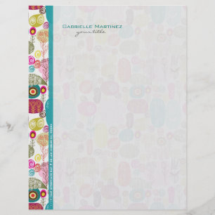 Färgfyllda, enkla Hand plockade Retro Flowers Möns Brevhuvud