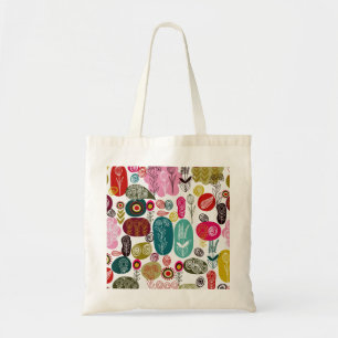 Färgfyllda, enkla Hand plockade Retro Flowers Möns Tygkasse