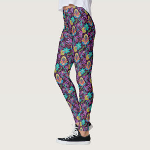 Färgfyllda Exotiska blommor Mönster Glass-Pärlor-u Leggings