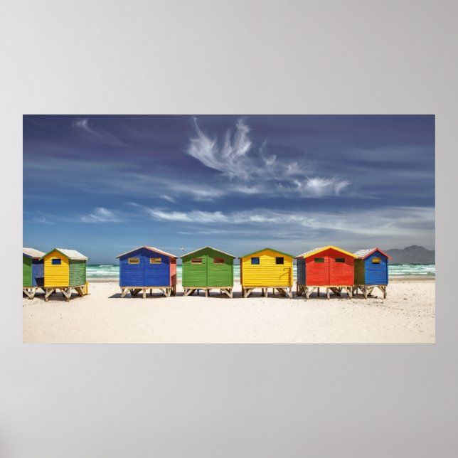 Färgfyllda fack | Muizenberg, södra Afrikan Poster (Framsidan)