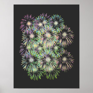 Färgfyllda Fireworks Poster