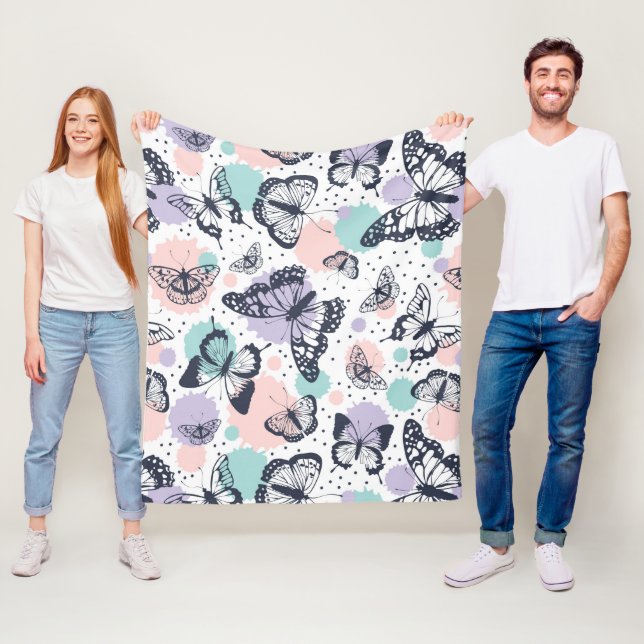 Färgfyllda fjärilar mönster. fleecefilt (På plats)