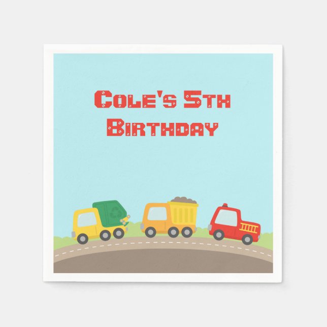 Färgfyllda Födelsedagsfester från Lastbil Boys Pappersservett (Framsidan)