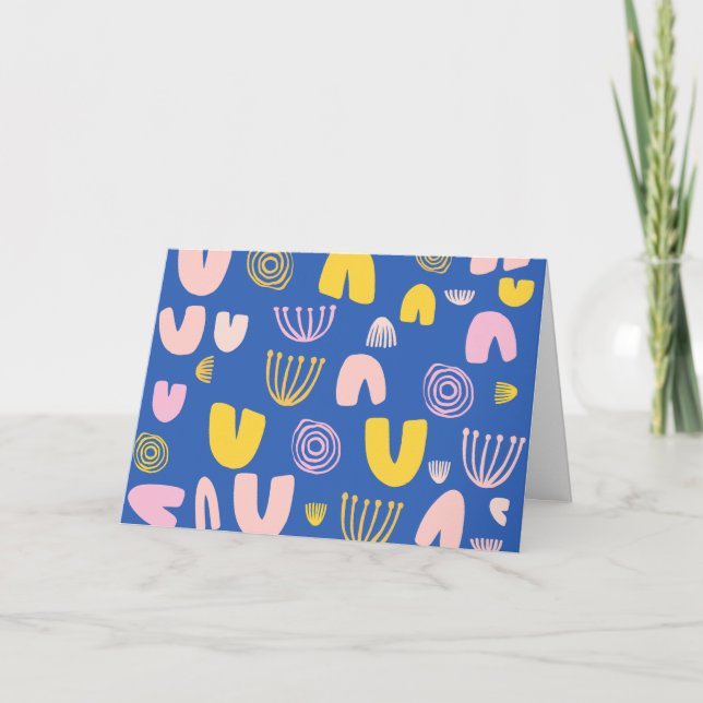 Färgfyllda former av Abstrakt Samlingsdesign i blå Anteckningskort (Framsida)