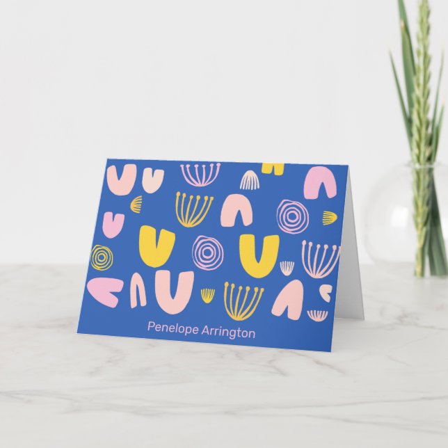 Färgfyllda former av Abstrakt Samlingsdesign i blå Anteckningskort (Framsida)