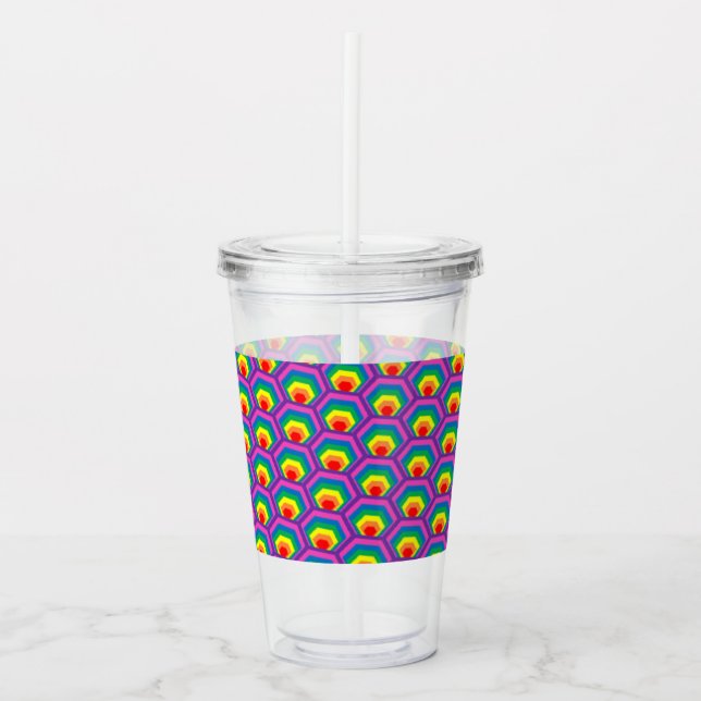 Färgfyllda former av Abstrakt Take Away Mugg (Framsida)