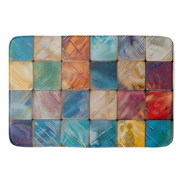 Färgfyllda fyrkanter badrumsmatta (Framsidan)