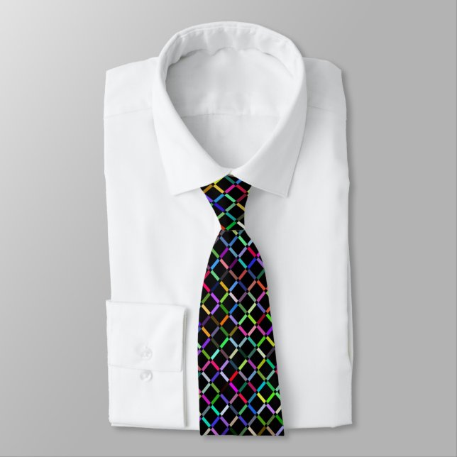 Färgfyllda fyrkanter geometrisk unik vibrant mönst slips (Bunden)