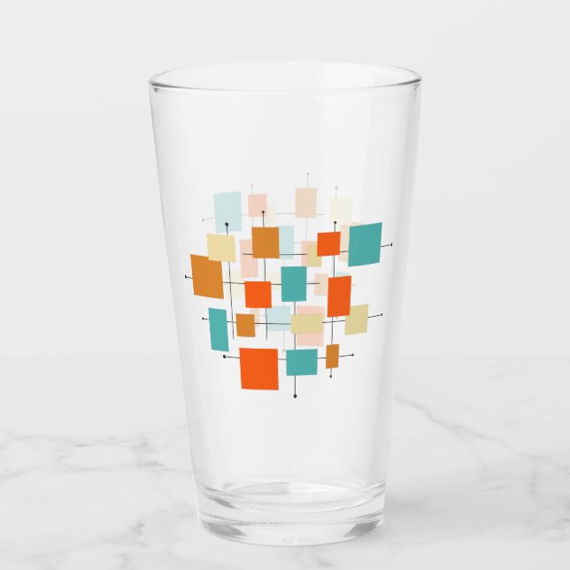 Färgfyllda fyrkanter i mitten av århundradet Retro Glaskopp (Framsida)