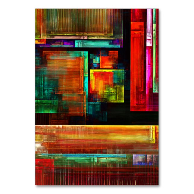 Färgfyllda fyrkanter Modern Abstrakt Art Mönster # Bordsnummer (Framsidan)