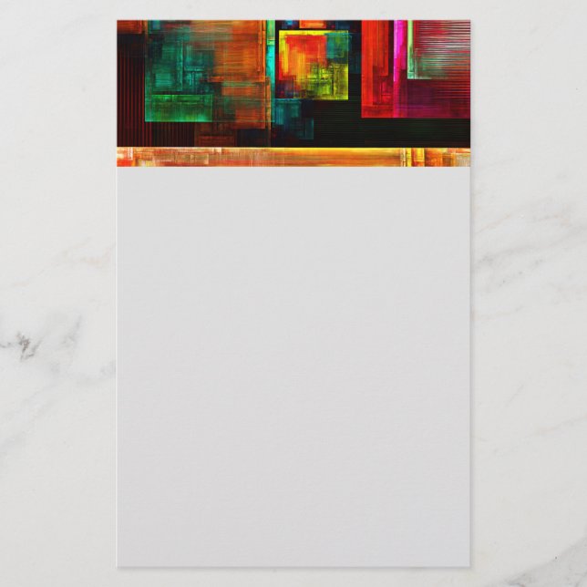Färgfyllda fyrkanter Modern Abstrakt Art Mönster # Brevpapper (Framsida)