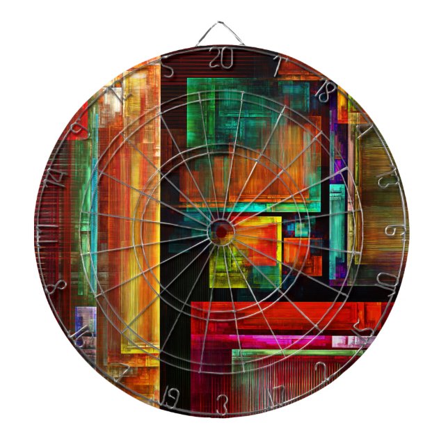 Färgfyllda fyrkanter Modern Abstrakt Art Mönster # Darttavla (Framsidan)