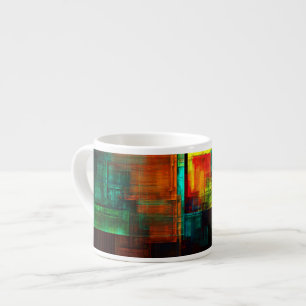 Färgfyllda fyrkanter Modern Abstrakt Art Mönster # Espressomugg