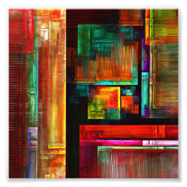 Färgfyllda fyrkanter Modern Abstrakt Art Mönster # Fototryck