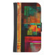 Färgfyllda fyrkanter Modern Abstrakt Art Mönster # Galaxy S4 Plånbok (Framsidan)