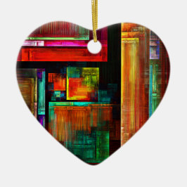 Färgfyllda fyrkanter Modern Abstrakt Art Mönster # Julgransprydnad Keramik