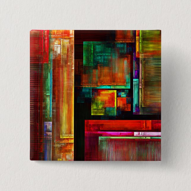 Färgfyllda fyrkanter Modern Abstrakt Art Mönster # Knapp (Framsida)