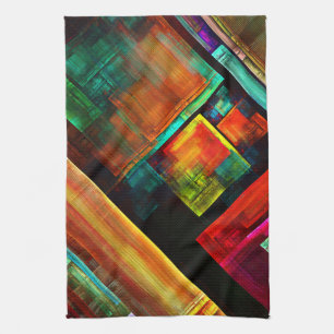 Färgfyllda fyrkanter Modern Abstrakt Art Mönster # Kökshandduk