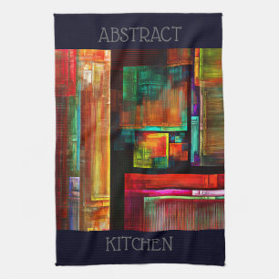 Färgfyllda fyrkanter Modern Abstrakt Art Mönster # Kökshandduk