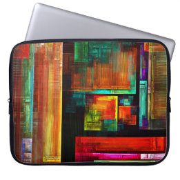 Färgfyllda fyrkanter Modern Abstrakt Art Mönster # Laptop Fodral