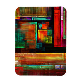 Färgfyllda fyrkanter Modern Abstrakt Art Mönster # Magnet