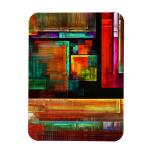 Färgfyllda fyrkanter Modern Abstrakt Art Mönster # Magnet