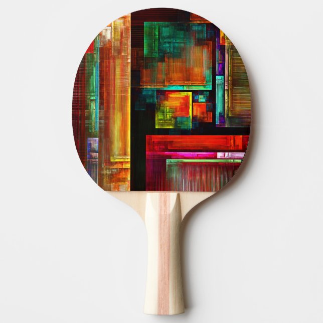 Färgfyllda fyrkanter Modern Abstrakt Art Mönster # Pingisracket (Framsidan)