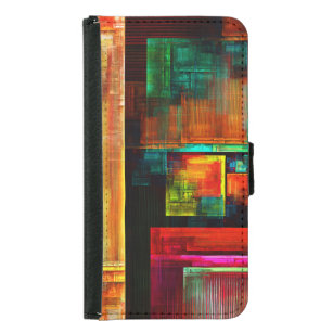 Färgfyllda fyrkanter Modern Abstrakt Art Mönster # Plånboksfodral För Samsung Galaxy S5