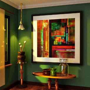 Färgfyllda fyrkanter Modern Abstrakt Art Mönster # Poster