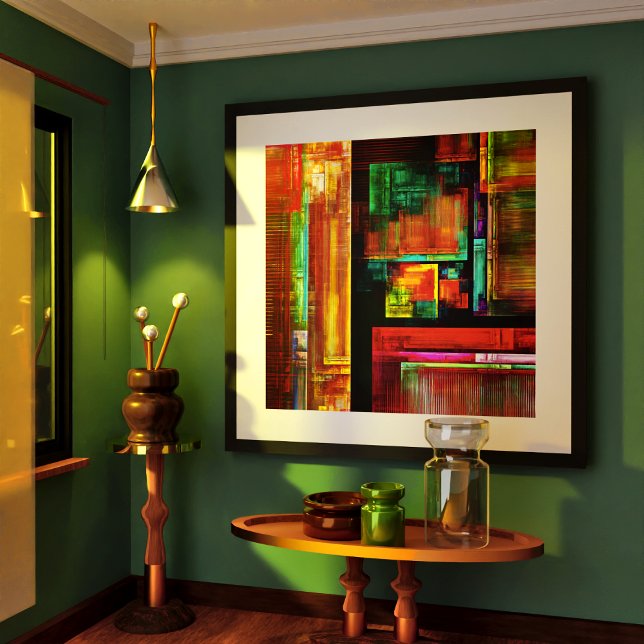Färgfyllda fyrkanter Modern Abstrakt Art Mönster # Poster (Colorful Squares Modern Abstract Art Pattern #04 Poster)