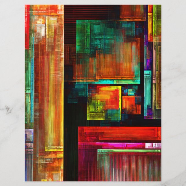 Färgfyllda fyrkanter Modern Abstrakt Art Mönster # Reklamblad (Framsidan)