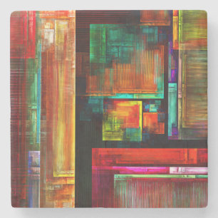 Färgfyllda fyrkanter Modern Abstrakt Art Mönster # Stenunderlägg