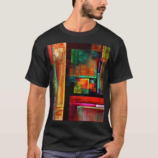 Färgfyllda fyrkanter Modern Abstrakt Art Mönster # T Shirt (Framsida)