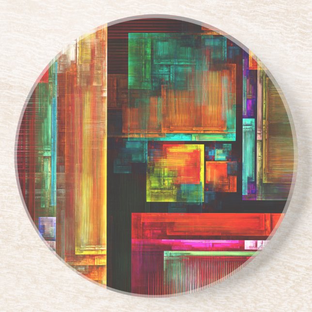 Färgfyllda fyrkanter Modern Abstrakt Art Mönster # Underlägg (Framsidan)