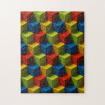 Färgfyllda fyrkanter Mönster 3-D ser modern puzzel