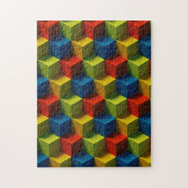 Färgfyllda fyrkanter Mönster 3-D ser modern puzzel Pussel