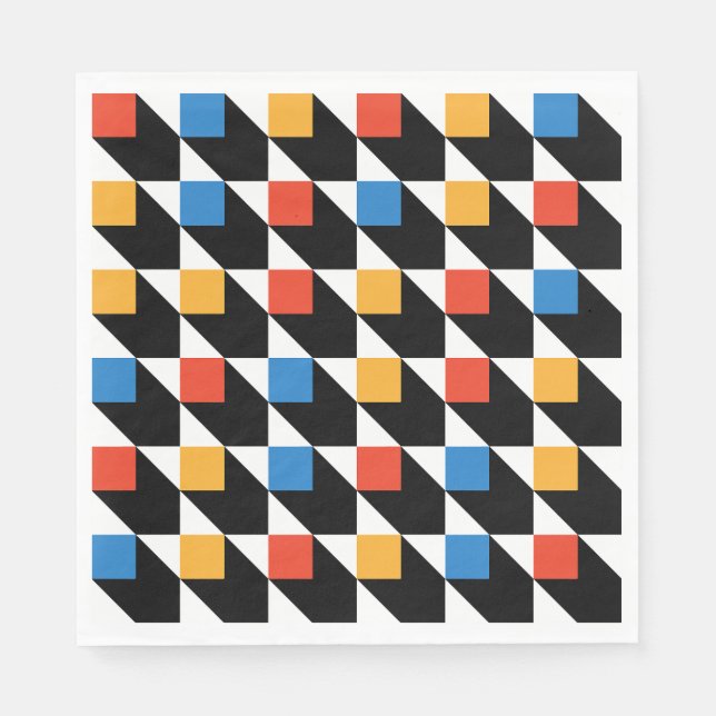 Färgfyllda fyrkanter Napkin Pappersservett (Framsidan)