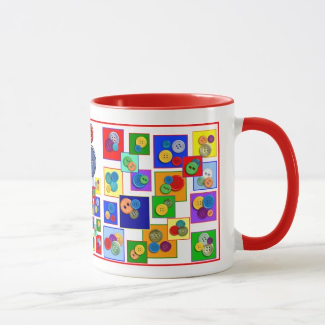 Färgfyllda fyrkanter och knappar Design Kids Mugg (Höger)
