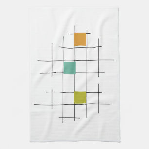 Färgfyllda fyrkanter och Linjer Geometric Mid Cent Kökshandduk