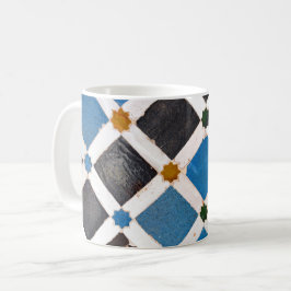 Färgfyllda fyrkanter och Stars Mosaic Mönster Kaffemugg
