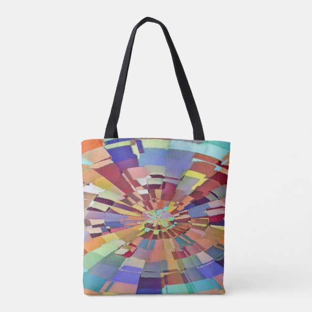 Färgfyllda fyrkanter Swirl Tote Tygkasse (Baksida)