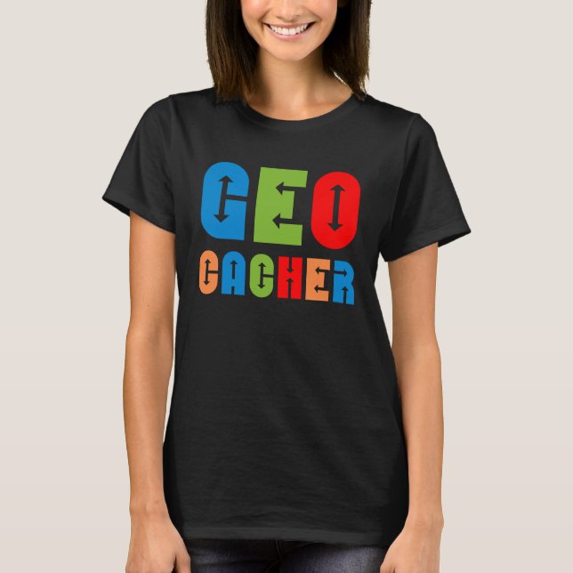 Färgfyllda Geocacher-pilar T Shirt (Framsida)