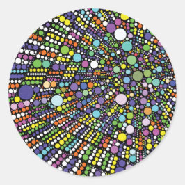 Färgfyllda geometriska cirklar runt klistermärke