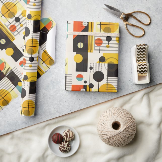 Färgfyllda geometriska former - komposition presentpapper (Hantverk)